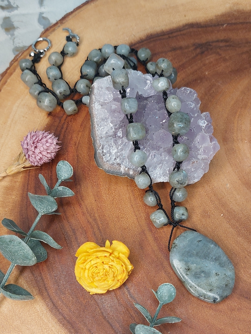 Handmade Labradorite Gemstone Necklace, Boho, Artisan Made by Rust Belt Raised